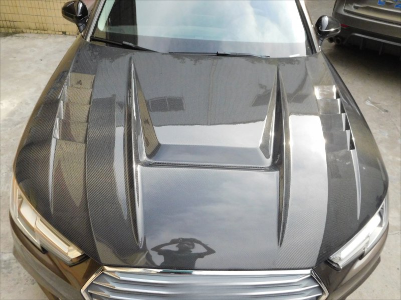 New Black Carbon Fiber Bonnet Cover Hood for A4 B10 2017-2022 Bonnet Hood
